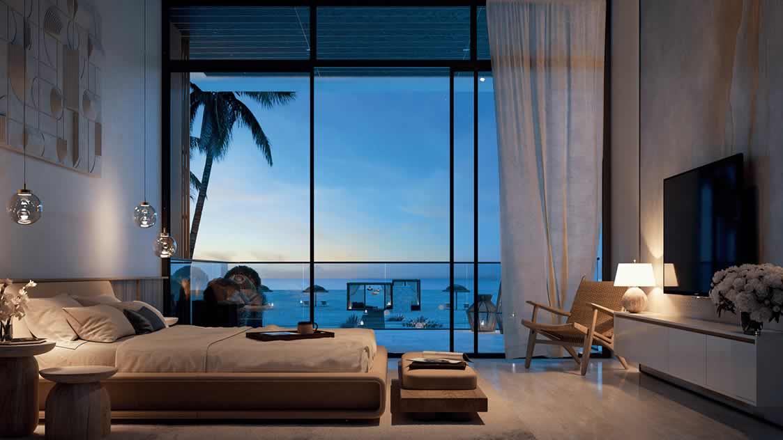 Modern Elegant Bedroom at Rixos beach Residence by Nakheel