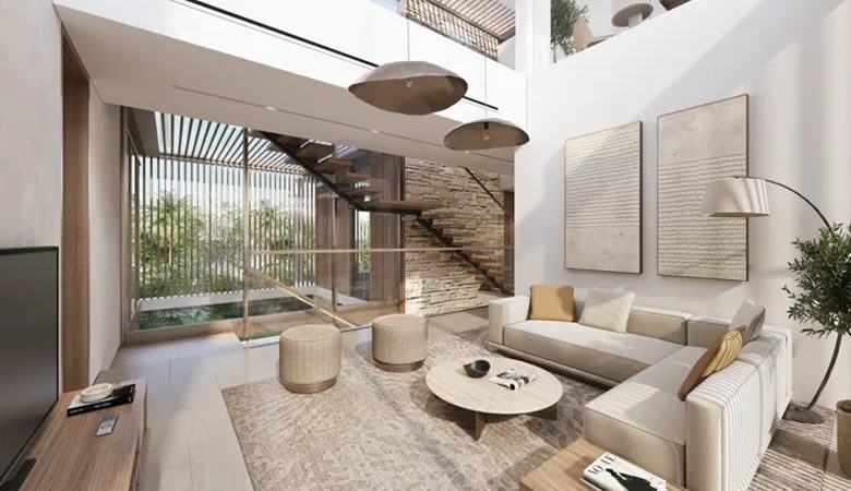 Photo of an elegant living room area